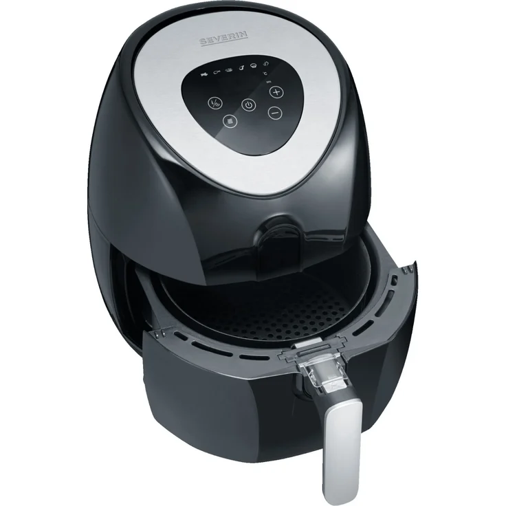 Severin FR 2430 Heißluftfritteuse, 1.500 W, 3,2 L Kapazität, 400 g Frittiermenge, Temperaturbereich 80 - 200 °C, Timer, antihaftbeschichtet, edelstahl-schwarz – Bild 2