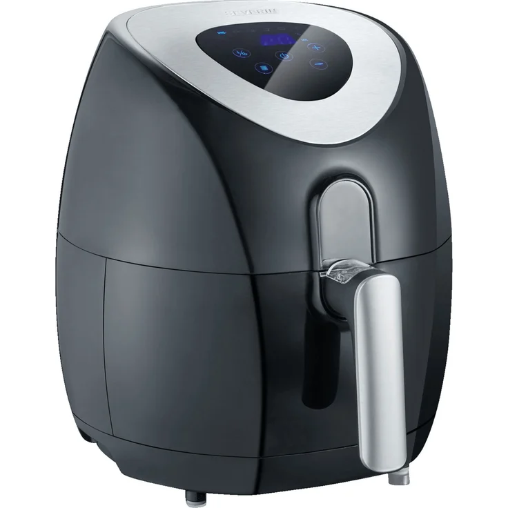 Severin FR 2430 Heißluftfritteuse, 1.500 W, 3,2 L Kapazität, 400 g Frittiermenge, Temperaturbereich 80 - 200 °C, Timer, antihaftbeschichtet, edelstahl-schwarz – Bild 1