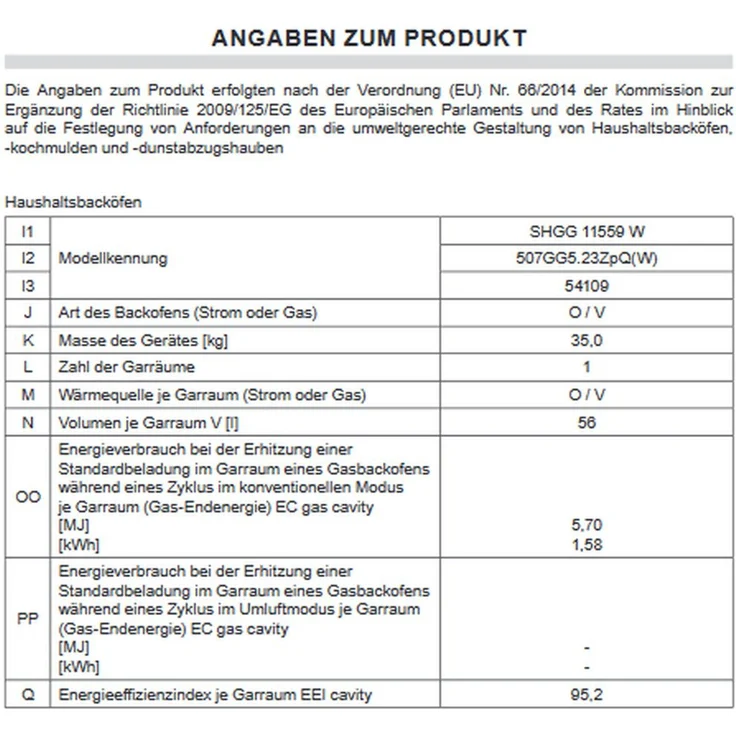 Amica SHGG 11559 W, Herd, A, freistehend, Betriebsart Ofen Gas, Betriebsart Kochfeld Gas, Anzahl Kochfelder 4, Volumen 58 l, Breite 50 cm, Selbstreinigung nein, Ober-Unterhitze (konventionell) – Bild 15