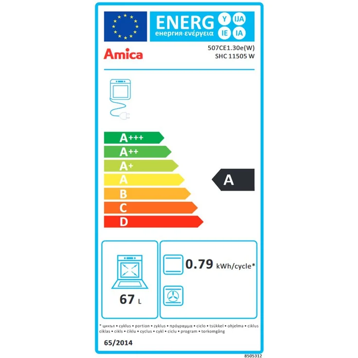 Amica SHC 11505 W, Herd, A, Standgerät, Betriebsart Ofen elektrisch, Betriebsart Kochfeld elektrisch, Anzahl Kochfelder 4, Volumen 69 l, Breite 50 cm, Selbstreinigung ja, hydrolytische Selbstreinigung, Ober-Unterhitze (konventionell) – Bild 4