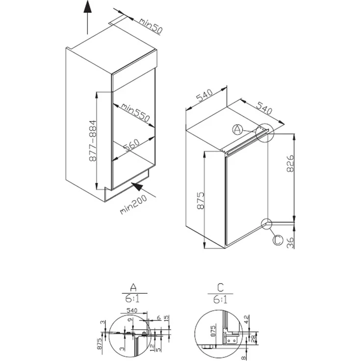 Amica EGS 16173 Gefrierschrank, Einbau, vollintegrierbar, weiß, Lagerzeit bei Störung 11 h, Breite 54 cm, Energieklasse E – Bild 7