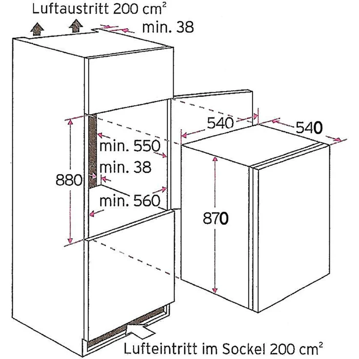 PKM KS130.0EB Kühlschrank, Einbau, weiß, NoFrost, Breite 54 cm, Energieklasse E – Bild 3