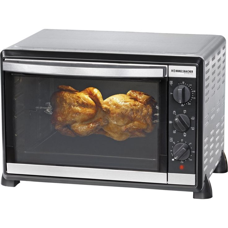 Rommelsbacher BG 1805-E, Minibackofen, Backen & Grillen, 42 Liter Volumen, 7 Heizarten, Umluft, Drehspieß, Temperaturbereich 80 - 230 °C, Doppelverglasung, Innenbeleuchtung, Zeitschaltuhr, 1800 Watt, Edelstahl – Bild 6