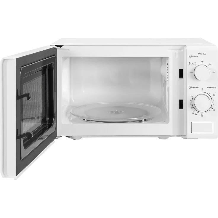 Exquisit MW 802 Mikrowelle, Standgerät, 700 Watt, 20 Liter Garraum, Auftauen, weiß – Bild 4