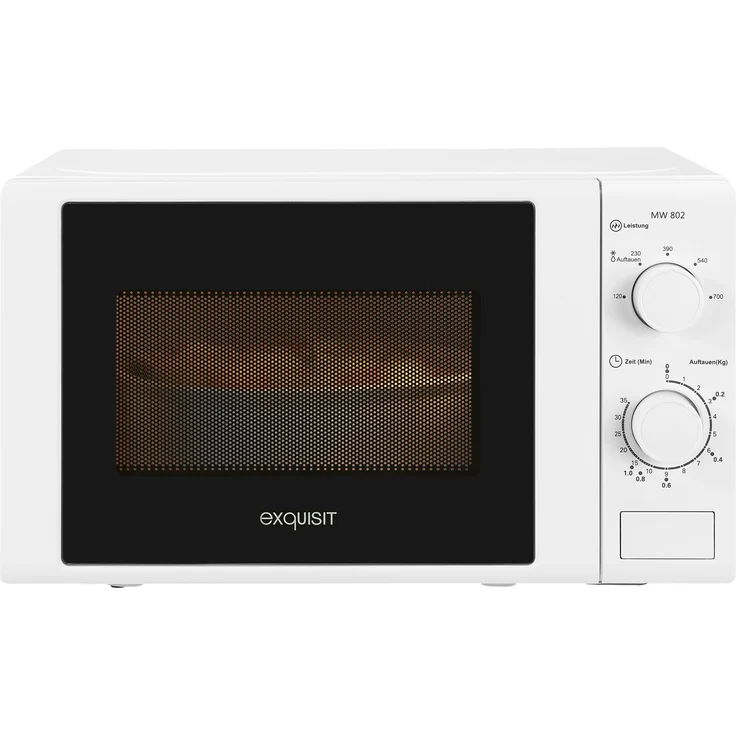 Exquisit MW 802 Mikrowelle, Standgerät, 700 Watt, 20 Liter Garraum, Auftauen, weiß – Bild 3