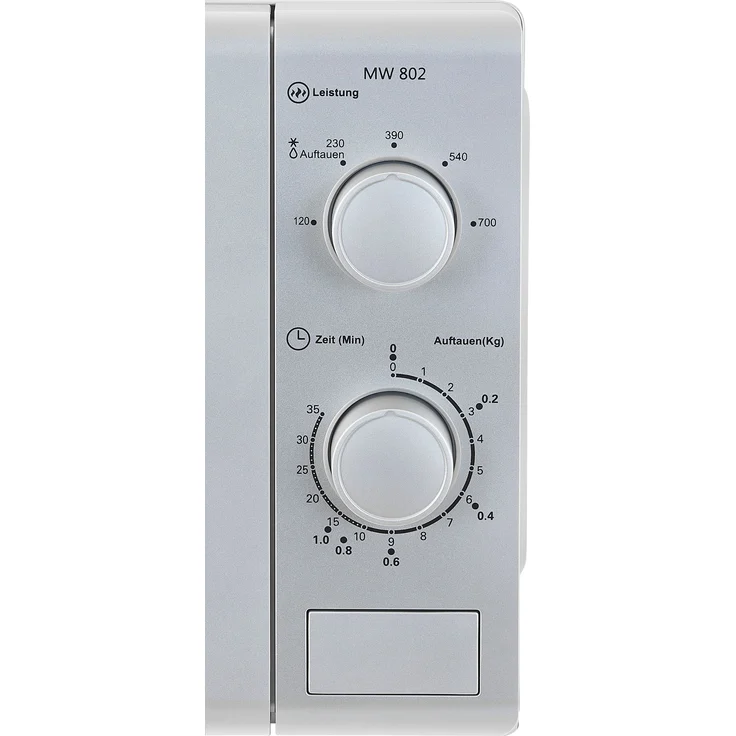 Exquisit MW 802 Mikrowelle, Standgerät, 20 Liter Garraum, 700 Watt, Auftauen, silber – Bild 8