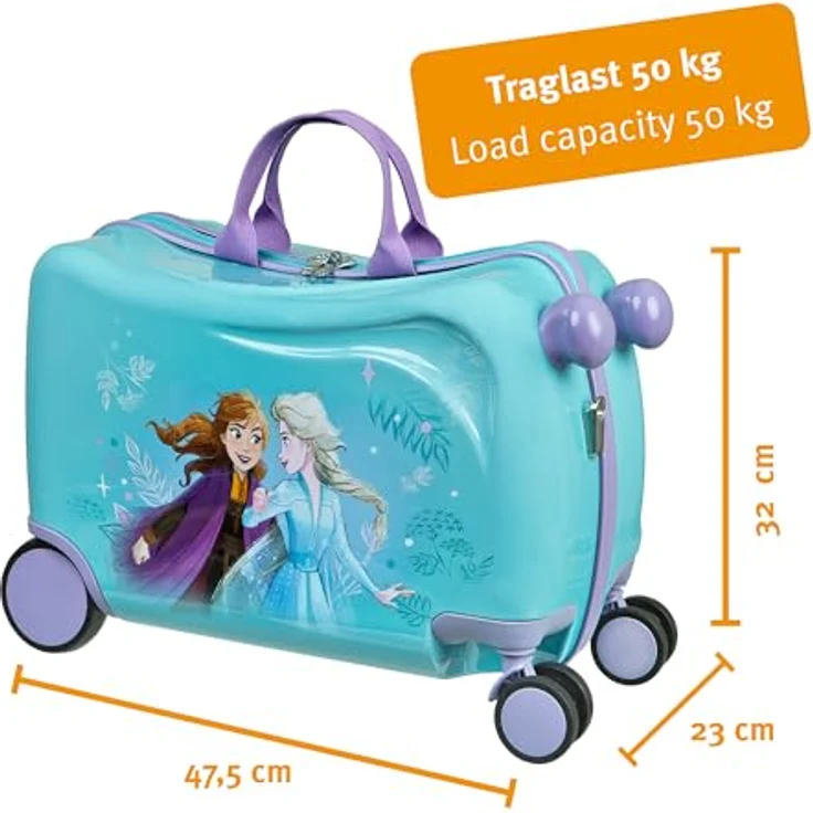 UNDERCOVER Frozen Kinderkoffer Ride-on Trolley, 4 Rollen, Sitzgelegenheit und Gepäckorganizer, 47,5 cm, Original Disney Lizenzprodukt – Bild 5