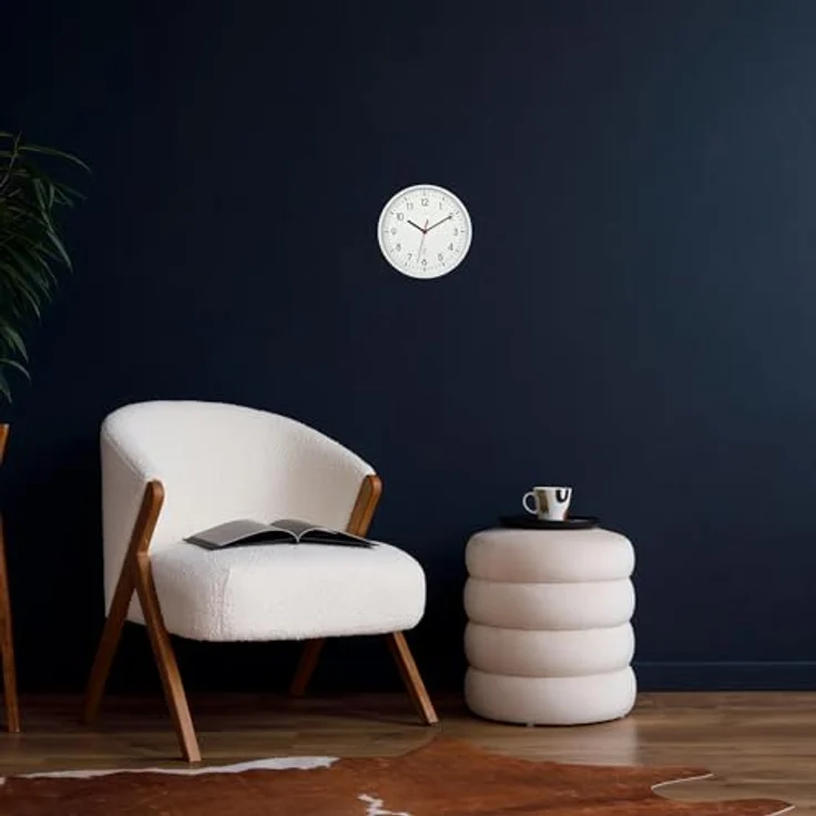 TFA Dostmann Analoge Funk-Wanduhr, 60.3550.02, höchste Genauigkeit, modern, analog, Glasabdeckung, für Büro, zu Hause, Geschenk, 245 x 245 x 42 mm, Weiss – Bild 5