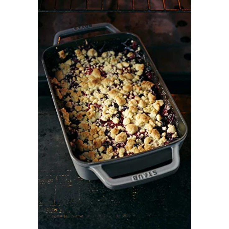 Staub Auflaufform (30 x 20 cm, 3,15 L mit mattschwarzer lierung im Inneren der Auflaufform) grafitgrau – Bild 5