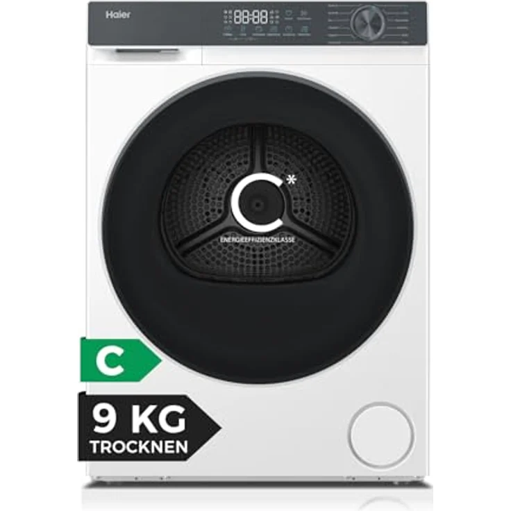 Haier HD90-C637, Wärmepumpentrockner 9kg mit AI Power Inverter Motor, Automatik- & Hygiene-Programm, 3 Trocknungsstufen, XL Schontrommel – Bild 1