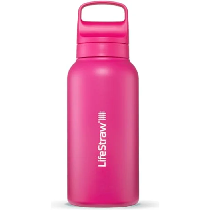 LifeStraw Go 2.0 Edelstahl Wasserfilterflasche, isoliert, 1 Liter, Orchid Pink – Bild 1