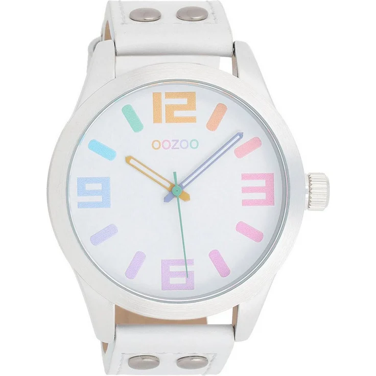 OOZOO Quarzuhr, Armbanduhr, Damenuhr, Herrenuhr, weißes Zifferblatt, silberfarbenes Gehäuse - Preisvergleich
