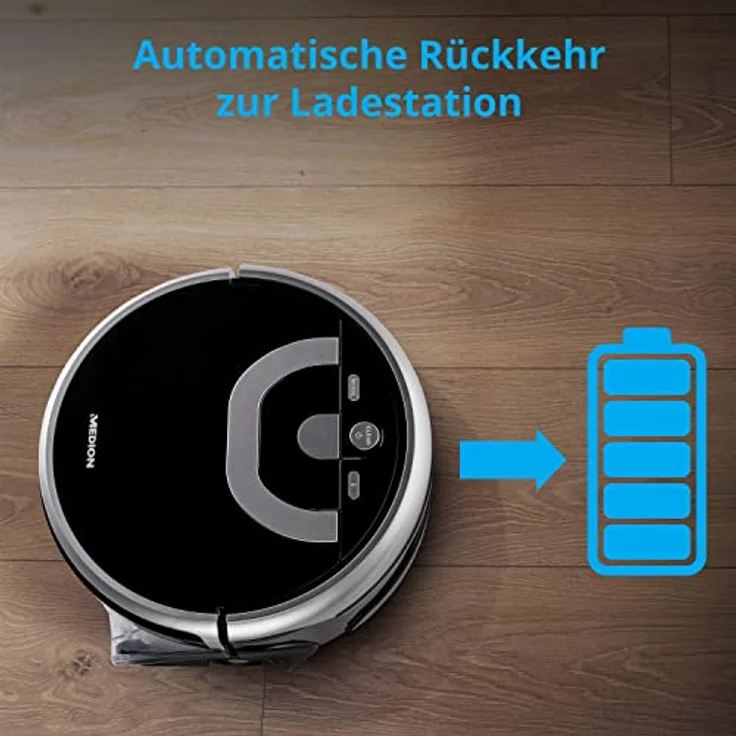 MEDION Wischroboter mit Wassertank P10W (Modell 2021, intelligente Navigation, Bodenreiniger mit Walze für Holzboden Hartboden Parkett, getrennter Schmutzwassertank/Frischwassertank) – Bild 3