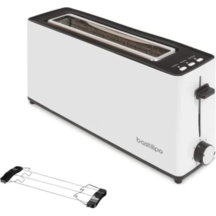Firefox AB900 Toaster, Weiß, langer Schlitz für 2 Scheiben, 900 W, Auftaufunktion, Krümelschublade – Bild 1