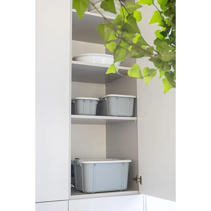 BranQ - Home essential Universeller Aufbewahrungsbehälter mit Deckel VELUR, 3er-Set, Grösse 8 l, BPA-frei Kunststoff PP, hellgrau – Bild 3