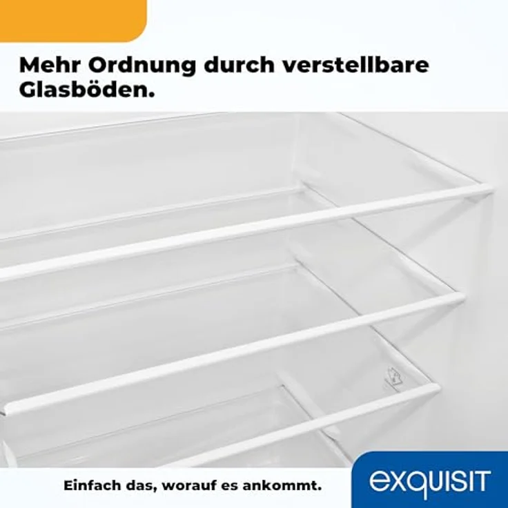 Exquisit Kühl-Gefrierkombination KGC265-70-040D inoxlook, 262 Liter, 4 Glasablagen, 3 Gefrierschubladen, 4-Sterne-Gefrierfach – Bild 8