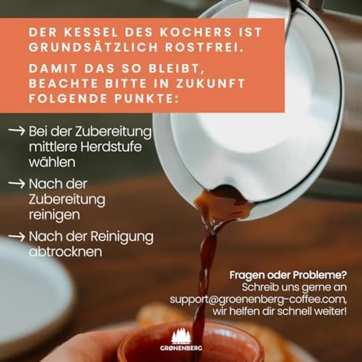 GRØNENBERG Espressokocher Edelstahl, Induktion geeignet, 4 Tassen, 0.2l, inkl. Ersatz-Dichtung, aluminiumfrei und unbeschichtet – Bild 8