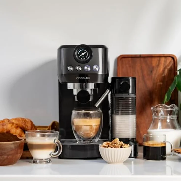 Cecotec Halbautomatische Espressomaschine Power Espresso 20 Steel Pro Latte, 1350 W, ForceAroma-Technologie, Full-Milk-Tank, Instant Cappuccino, Tassenwärmer, Doppelter, Edelstahl – Bild 4