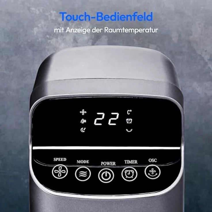 MEDION P15 TF Turmventilator (MD10809) mit Fernbedienung (5 Geschwindigkeitsstufen, leiser Schlafmodus, 45 Watt Leistung, Automatische 80° horizontale Oszillation, LED Display, Anthrazit – Bild 3