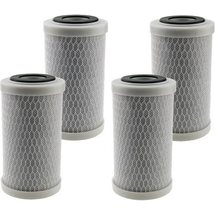 Trinkwasserladen 4x Aktivkohleblock 5", Hochwertiger Trinkwasserfilter aus Kokossnussschale, reduziert Chlor und organische Verunreinigungen, 4.000 Liter Kapazität