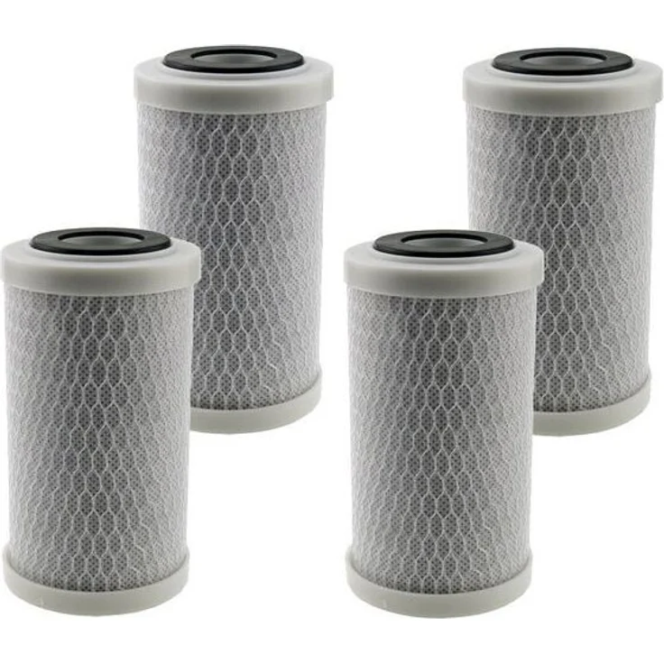 Trinkwasserladen 4x Aktivkohleblock 5", Hochwertiger Trinkwasserfilter aus Kokossnussschale, reduziert Chlor und organische Verunreinigungen, 4.000 Liter Kapazität