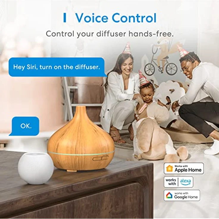 Meross Aroma Diffuser Funktioniert mit Apple HomeKit, Alexa und Google Home, 400ML Ätherische Öle Smart Ultraschall Luftbefeuchter, App Steuerbar WLAN Duftöl Diffuser Duftlampe mit RGB-LED-Licht – Bild 3