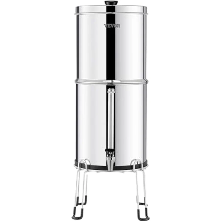 VEVOR Schwerkraft Wasserfiltersystem Edelstahl 7+7,5L, reduziert Blei und bis zu 99% Chlor, inkl. 2 Aktivkohlefiltern und 2 Entfluorierungsfiltern – Bild 9