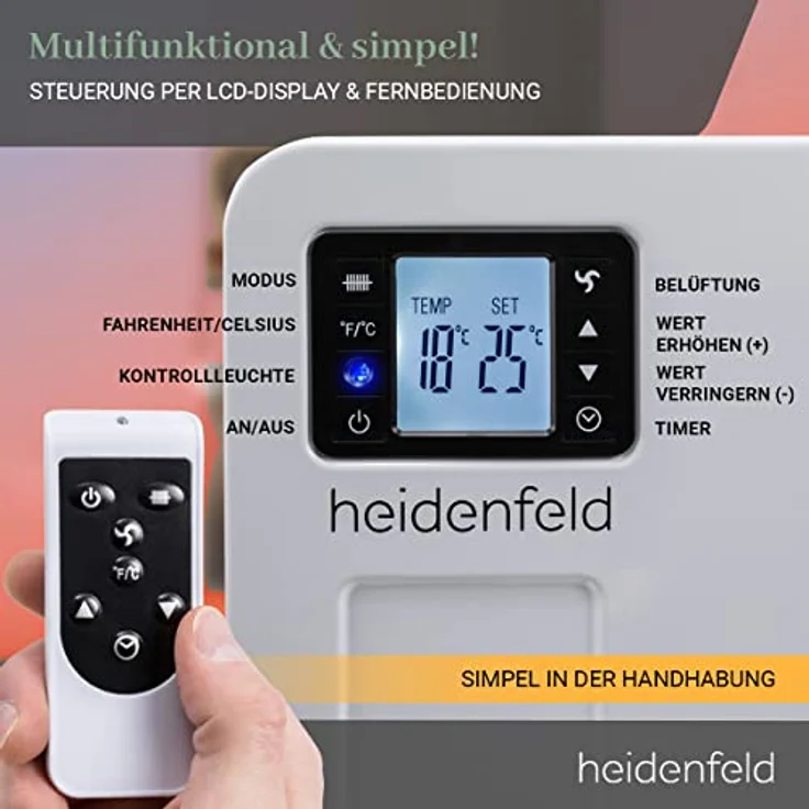 Heidenfeld Konvektorheizung EK100 Elektroheizung Konvektor Heizung Heizkörper – Bild 5