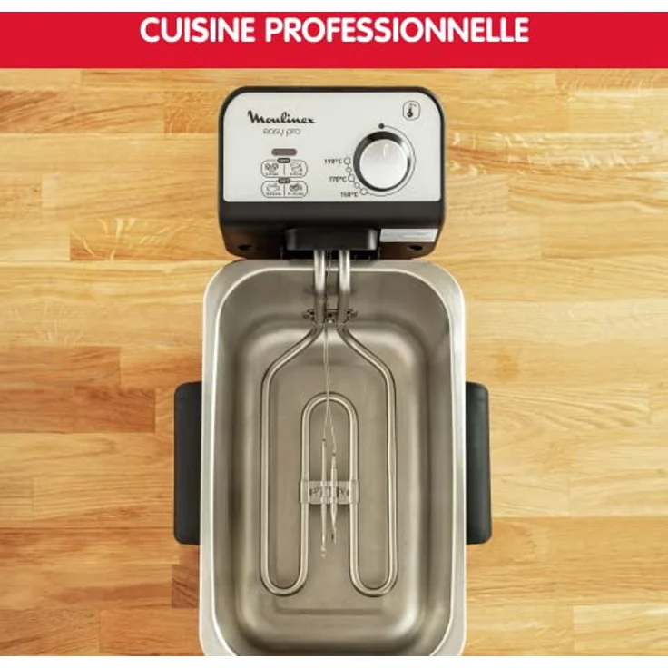 Moulinex Easy Pro 3 l Fritteuse, klassisch, 2.300 W, 2 Frittierstufen, verstellbares Thermostat, 600 g, silberfarben – Bild 4