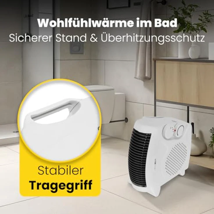 Clatronic HL 3838, mobiler Heizlüfter mit 2000W & 1000W, Ventilatorfunktion, Überhitzungsschutz und 2 Aufstellmöglichkeiten – Bild 2