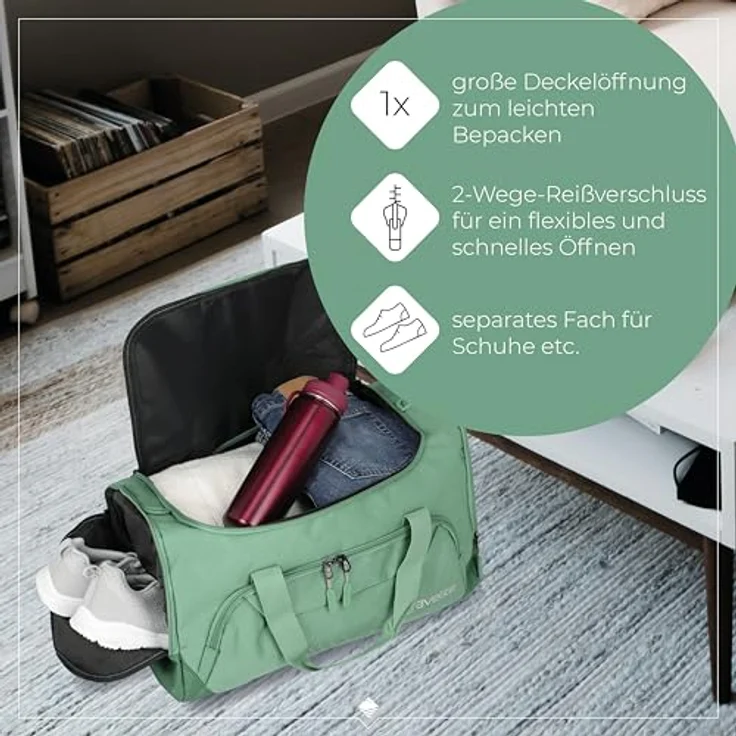Travelite Kick Off Weekender Reisetasche M, 50 cm, salbeigrün, 100% Polyester, ideal für Kurzreisen – Bild 5