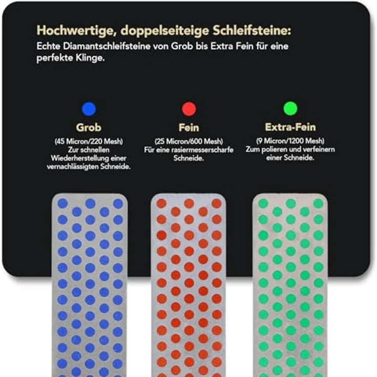 DMT AKEFC Aligner-Kit, 3 Schleifsteine mit Diamanten 10cm grob, fein, extra-fein, Führungsschiene, Aufbewahrungstasche aus Stoff – Bild 5