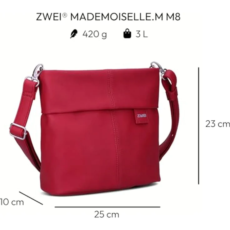 ZWEI Beuteltasche Mademoiselle M8, Umhängetasche aus pflegeleichtem Kunstleder, braun, mit Innenfächern und Handyfach – Bild 2