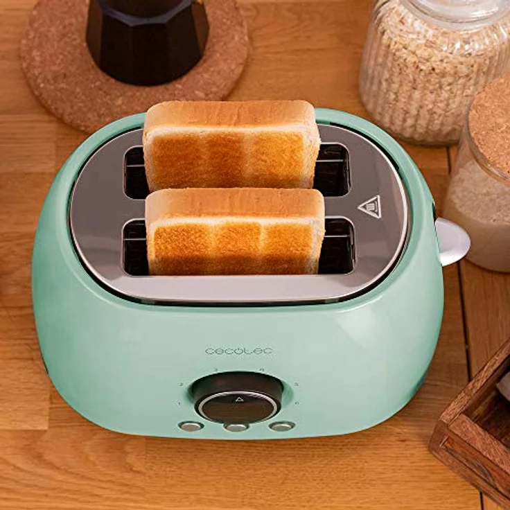 Cecotec Digitale Toaster ClassicToast 8000 Blue Double. 800W, 2 Extra breiten kurzen Schlitzen, 3 Voreingestellte Funktionen – Bild 5