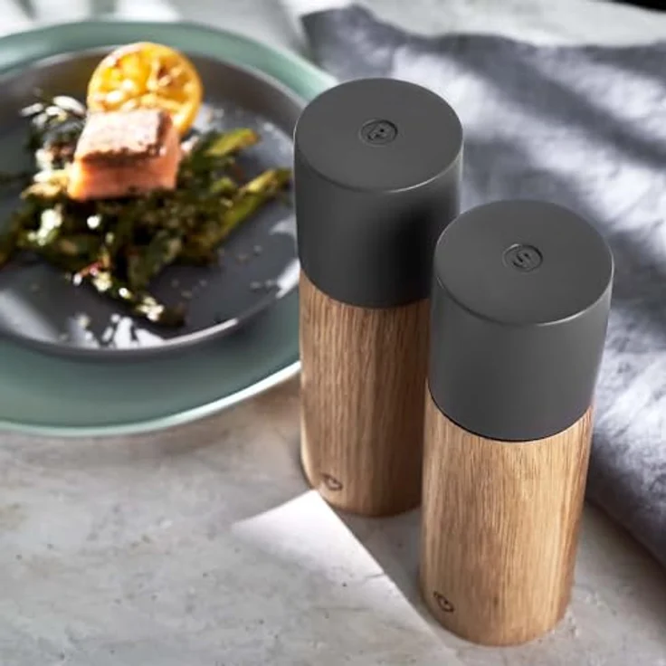 Springlane Salz-/Pfeffermühle 2er-Set aus Buchenholz und Beton, manuell, in Mint und Dunkelgrau – Bild 8