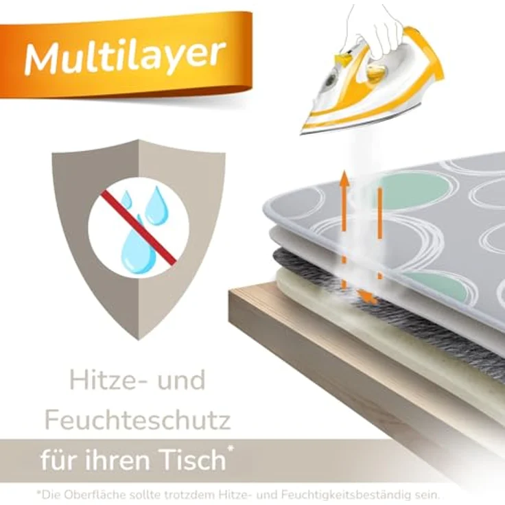 smart&gentle Super Soft Bügeldecke, hitzebeständig 100x65cm, rutschfeste Bügelunterlage mit Feuchtigkeitsschutz für Dampfbügeleisen, Made in Germany – Bild 3