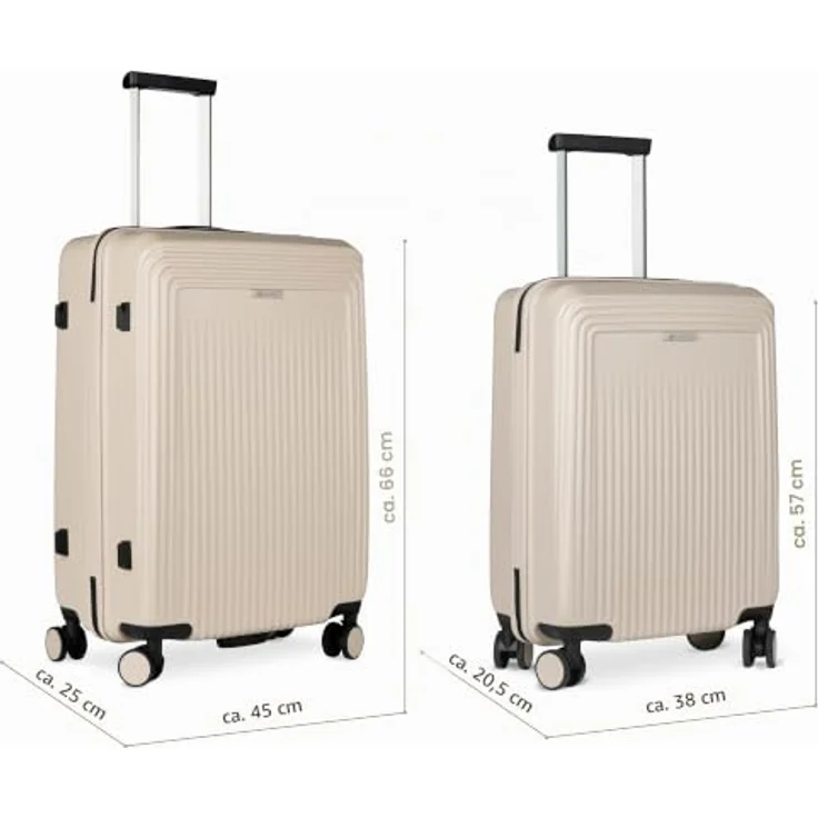 bugatti Linea 4 Rollen Kofferset, 3-teilig, beige, 100% Polycarbonat, 52 cm x 29 cm x 76 cm – Bild 3