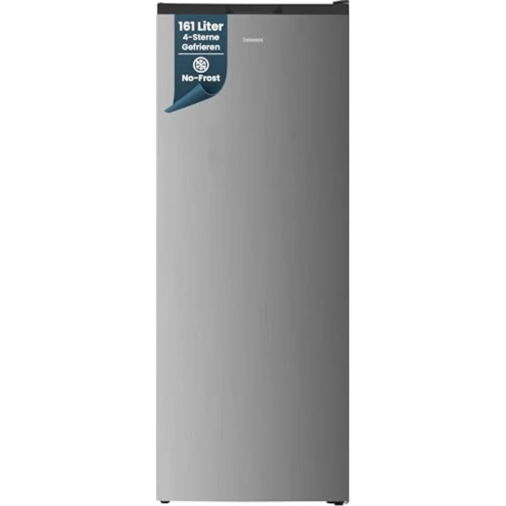 homeX FSN1611E-S Gefrierschrank No Frost, 161L Nutzinhalt, 4-Sterne Gefrierleistung, Super-Frost-Funktion, silber – Bild 1