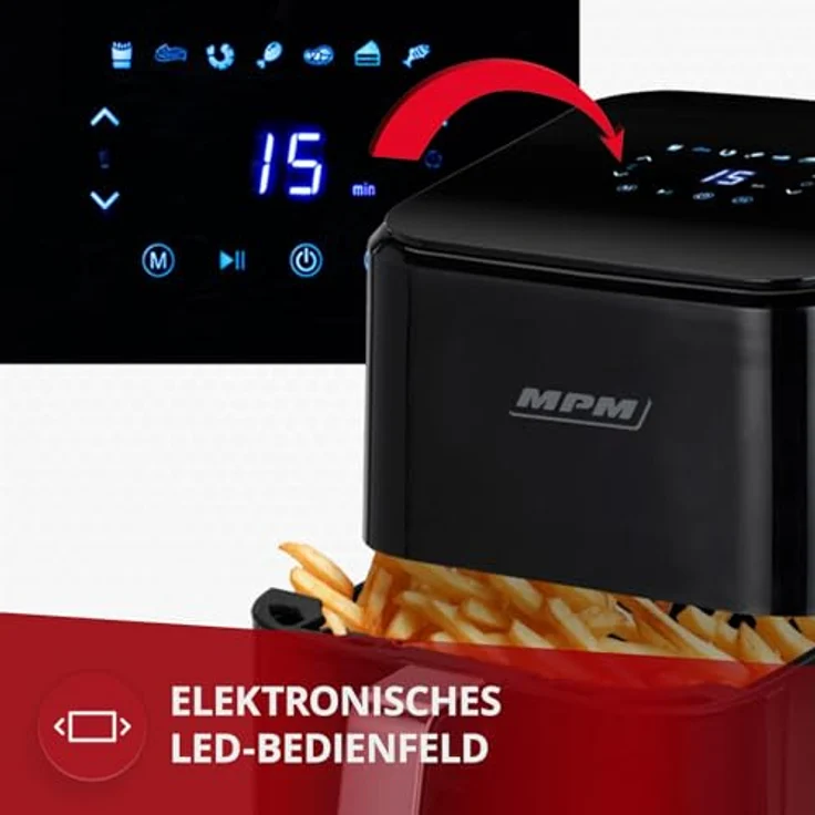 MPM MFR-11 Heißluftfritteuse 4,5L, 1400 W, 8 Automatikprogramme, LED-Display, Antihaftbeschichtung, fettfreies Kochen und Grillen – Bild 4