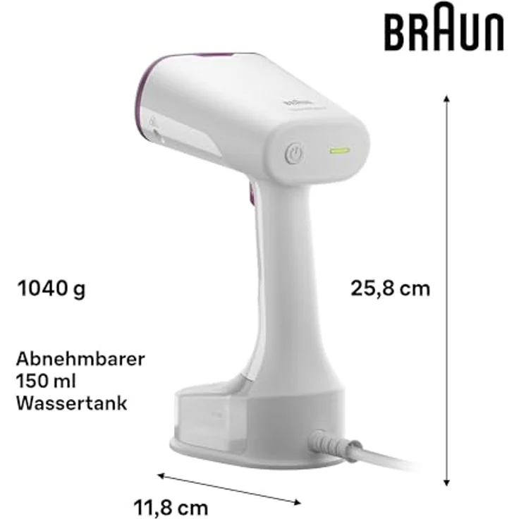 Braun QuickStyle 5 GS5011PU Dampfglätter, Dual FreeGlide 3D Technologie, FastSteam Technologie, Steamer, 22 g/min Dampf, 150 ml Wassertank, 1200W, Weiß/Violett – Bild 3