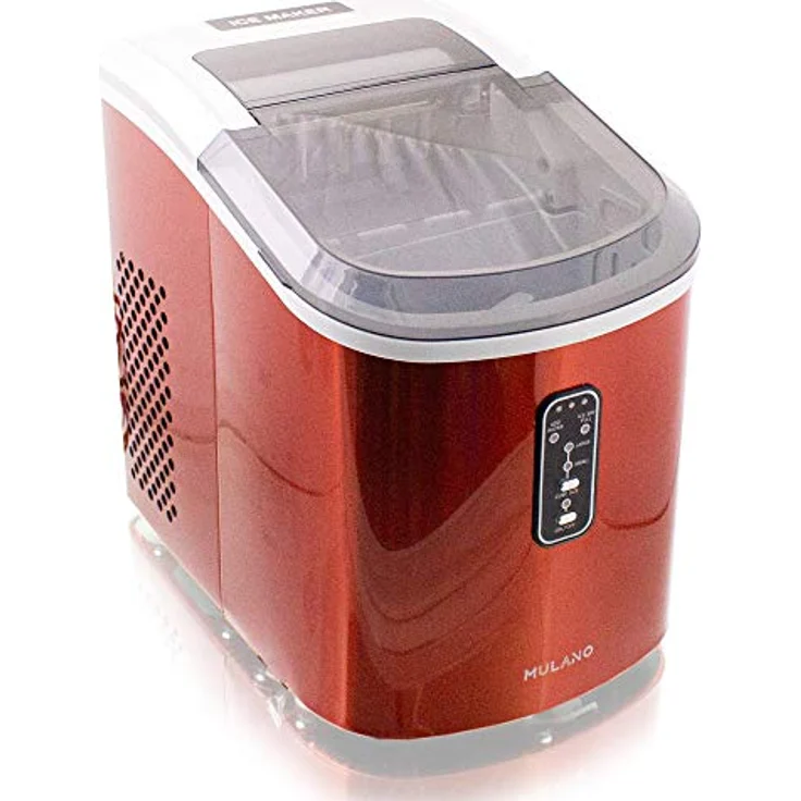 Mulano Eiswürfelmaschine Edelstahl Eiswürfelbereiter Ice Maker (Orange) - Praktische Eiswürfelmaschine, gekühlter Eiswürfel-Vorratsbehälter, 2 wählbare Eiswürfelgrößen, Kontrolllampe – Bild 2