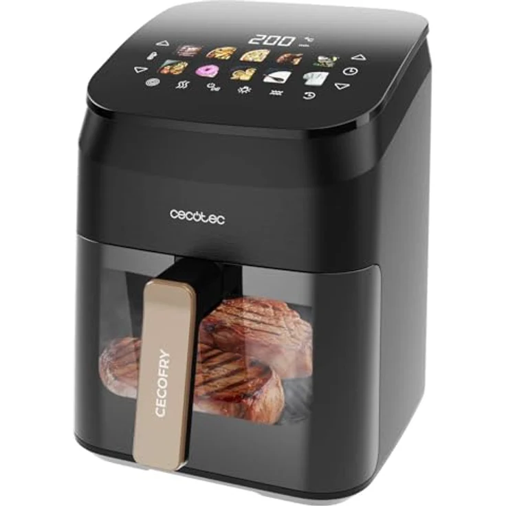 Cecotec Cecofry&Grill Smokin' 4500, Heißluftfritteuse ohne Öl mit 4,5L, 1900W, Temperaturregelung 40-200°C, integriertem Smoker und 10 Menüs – Bild 3