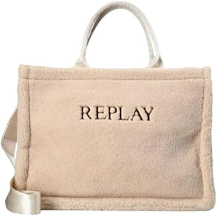 Replay Shopper Tasche 39 cm, 100% Polyurethan, beige, Einkaufstasche – Bild 2