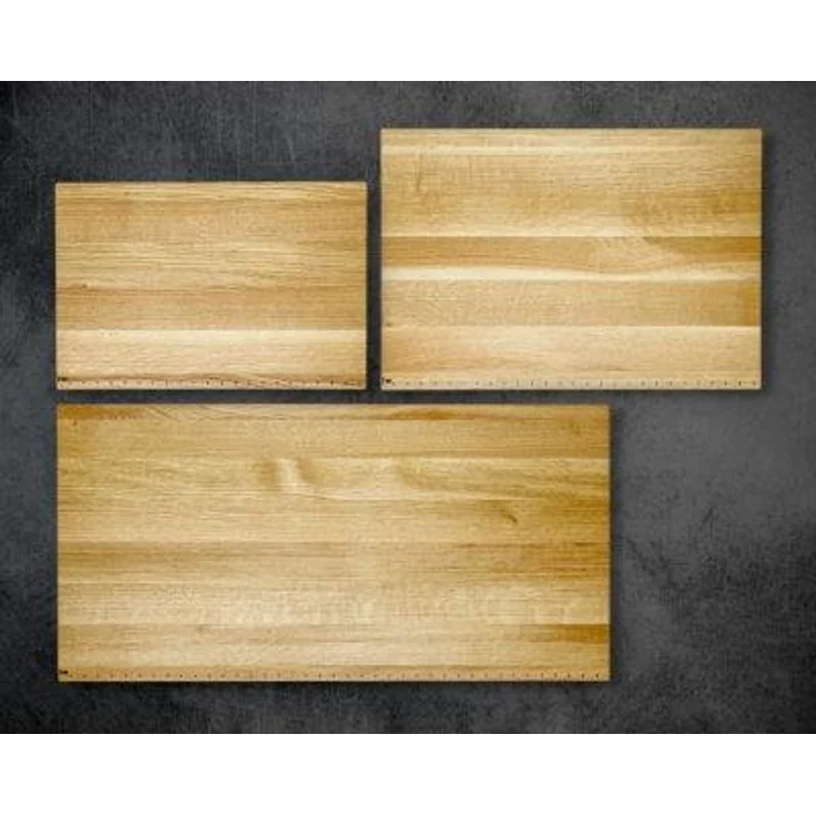 Global Cutting Board Oak S, hochwertiges Schneidebrett mit integrierter Messskala, rutschfestem Reibbelag und mitgeliefertem Holzpflege-Öl, Silber