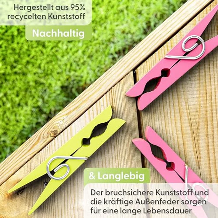 Wäscheklammern 50 Stück aus Kunststoff mit stabiler Aussenringfeder – Bild 4