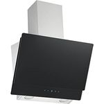 Respekta Dunstabzugshaube kopffrei / Dunstabzugshaube schräg 60 cm / Edelstahlgehäuse mit Glasschirm in Schwarz / Abluft - und Umluftfunktion / CH77060SA / A / 53–66 dB