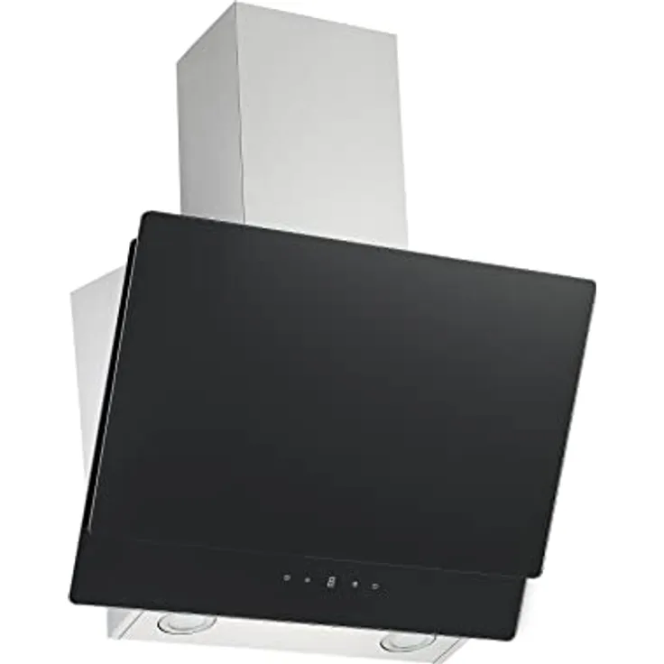 Respekta Dunstabzugshaube kopffrei / Dunstabzugshaube schräg 60 cm / Edelstahlgehäuse mit Glasschirm in Schwarz / Abluft - und Umluftfunktion / CH77060SA / A / 53–66 dB