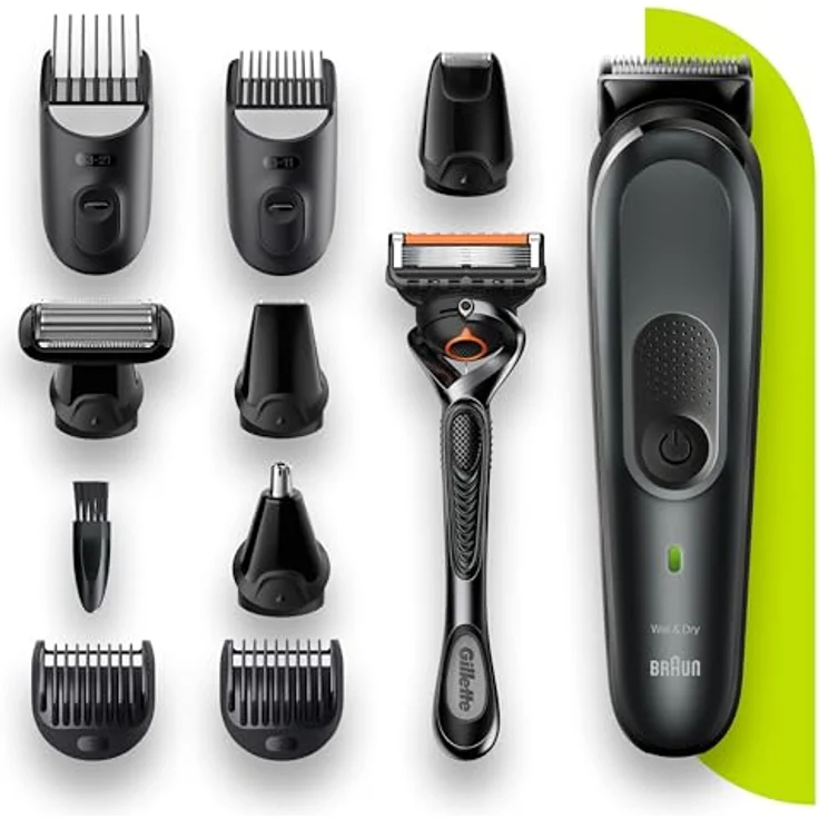 Braun MGK7321, Wet&Dry Multigroomer mit Adaptive Motor, 10-in-1 Styling-Kit, 100% wasserdicht, inklusive Gillette Fusion 5 ProGlide Rasierer – Bild 1