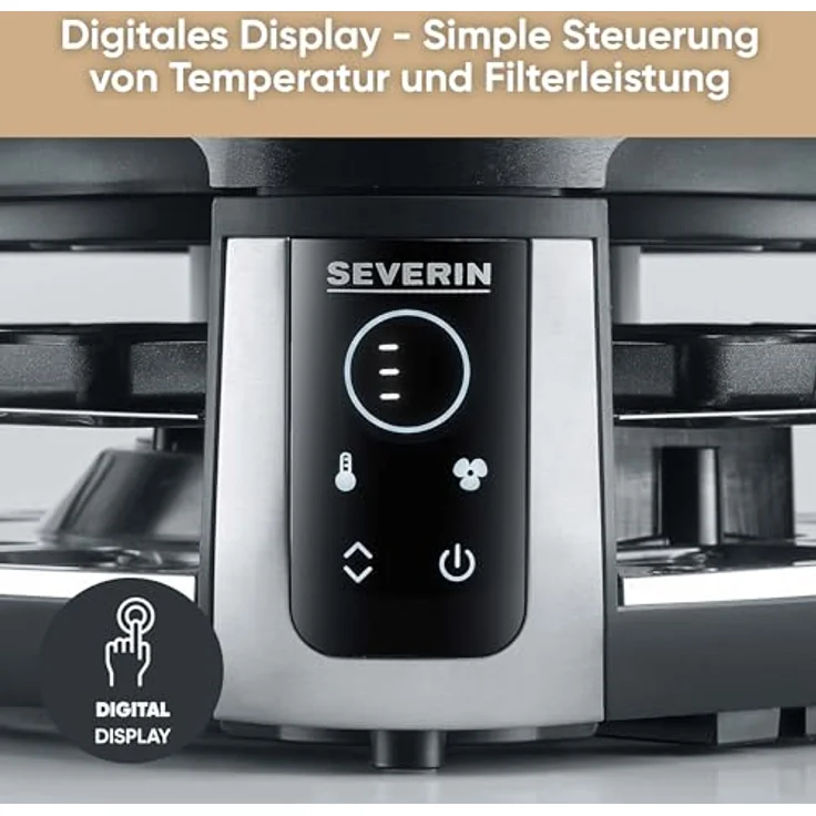 Severin RG 2350 Raclette für 8 Personen mit Downdraft-Technologie, ILAG-Grillplatte, LED-Display & spülmaschinengeeigneten Pfännchen – Bild 6