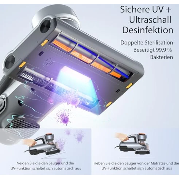 Jimmy Handstaubsauger für Milben BX7 600W 15.000 Pa - Ideale Lösung für Allergiker, Silber/Schwarz – Bild 5